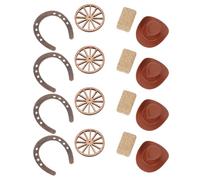 SOESFOUFU 16 Pezzi Cowboy Centerpieces For Tables, Mini Hay Bales Decoration For Table, Mini Cappelli da Cowboy, Ferri di Cavallo, Ruote e Balle di Fieno, Plastico, Ferro, Straw, Jute Rope,
