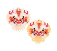 SOESFOUFU 2 applicazioni termoadesive a tema danza del leone - toppe ricamate tradizionali cinesi - adesivi autoadesivi da cucire per abiti Hanfu, camicie e jeans fai da te