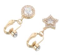 SOESFOUFU 2 Pezzi Anello Ombelico Finto Stella e Zircone, Oro Leggero | Metallo Lucente, Forma Tonda, senza Perforazione, per Ogni Giorno e Vacanze, Comodità Discreta