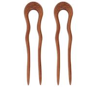 SOESFOUFU 2 pezzi di bastoncini per capelli in legno a forma di U - Forcine per capelli francesi in legno - Forcine per vintage in a 2 punte per donne e ragazze, accessori per acconciature con