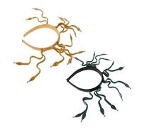 SOESFOUFU 2 Pezzi Fascia Medusa con Serpente per Donna Copricapo Copia Antico Sovrano Egizio in Verde Scuro e Oro Ocra Accessorio Costume Halloween e Rievocazioni Storiche