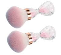 SOESFOUFU 2 Pezzi Pennelli Spolverino Unghie con Clessidra Setole Morbide per Pulizia Unghie e Strumenti Make-up Rosa