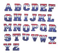 SOESFOUFU 26 toppe con lettere: applicazioni patriottiche con bandiera americana - decalcomanie glitterate termoadesive per decorare giacche, cappelli e zaini fai da te per la festa del 4 luglio.