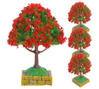 SOESFOUFU 4 pezzi di alberi in miniatura: albero artificiale in plastica per diorama con base per scenari ferroviari, paesaggi, villaggi, architettura e lavori fai da te.