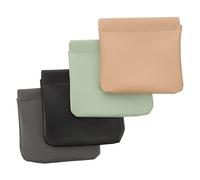 SOESFOUFU 4pezzi Borsa Cosmetica Portatile Con Chiusura Magnetica Pochette Senza Cerniera Per Trucco e Monete Pu Pelle Per Viaggi e Regali Donne Scuro