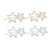 SOESFOUFU 4pezzi Fermagli per Capelli Stella in Lega con Strass Fermaglio Decorativo Lucente per Donne e Ragazze Accessori Eleganti per Acconciature Chic Colori Oro e Argento