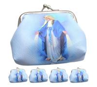 SOESFOUFU 5 pezzi Astuccio per rosario: Portamonete con chiusura a scatto per donna - Porta rosario cattolico - Portafoglio per monete Vergine Maria - Porta anelli da viaggio Pasqua Rimedio religioso