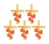 SOESFOUFU 5 spille funebri: spille commemorative per i partecipanti al funerale - Nastro rosso con spilla a forma di croce per la decorazione della cerimonia funebre