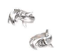 SOESFOUFU Anelli Aperti per Pollice a Forma di Squalo Set da 2 Anelli di Coppia Abbinati Regolabili in Lega Eleganti per Donna Gioielli da Indossare Quotidianamente come Regalo