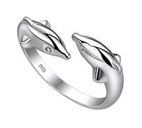 SOESFOUFU Anello Aperto Delfini in Argento e Rame, Design Creativo alla Moda per Aggiungere un Tocco Divertente e Attirare L'attenzione in Ogni Occasione