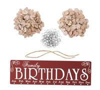 SOESFOUFU Calendario da Appendere in Legno Rosso con 50 Pendenti Rotondi a Forma di Cuore, Promemoria per Nomi e Date, Decorazione per Compleanni e Occasioni Speciali