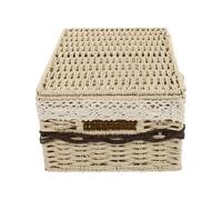 SOESFOUFU Cesto Portaoggetti Rettangolare in Materiale Sintetico Beige, Organizer per Cosmetici Design Delicato, per Decorazione e Camera da Letto