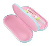 SOESFOUFU Custodia per Occhiali da Viaggio Blu Doppio Strato in Pu e Tessuto Flocking, Design Due, Portatile di Perdite per Uso Esterno