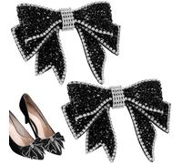 SOESFOUFU Fiocco Decorativo per Scarpe Pietre Nere, Riutilizzabile | Feste e Party, Accessorio Moda Individuale, Rete e Pietre Brillanti, per Ragazzi e Ragazze