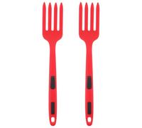 SOESFOUFU Forchette in Silicone Rosso Forchettone da Cucina Multifunzionale Ergonomico Resistente al Calore 2 Pezzi per Cucinare Pasta e Noodles