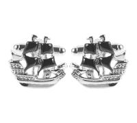 SOESFOUFU Gemelli da Polso Uomo a Forma di Nave a Vela in Rame Nero, Classici e Contemporanei, per Camicia Elegante, Resistenti e Facili da Fissare, per Uso Quotidiano e Feste