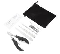 SOESFOUFU Kit Manicure Professionale 7 Pezzi in Acciaio Inossidabile Leggero e Portatile Tronchesino Unghie e Forbicine per Pedicure Custodia da Viaggio