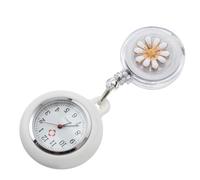 SOESFOUFU Orologio da Infermiera a Tasca Clip Bianco in Lega, Resistente All'acqua e Giorno Regolabile, come Regalo per Compleanno o Natale