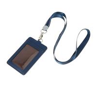 SOESFOUFU Porta Badge 1 Pezzo in Pelle Pu Resistente alle Intemperie con Finestra Trasparente per Id, con Laccetto Incluso Blu per Seminari e Concerti