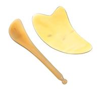 SOESFOUFU Set 2 Pezzi Raschietti in Corno per Massaggio Viso e Corpo, Migliora la Circolazione Sanguigna, Accelera Metabolismo, Adatto per Massaggi Professionali e Personali