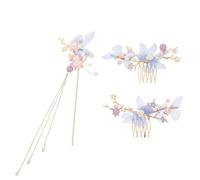 SOESFOUFU Set 3 Pezzi Accessori per Chioma Hanfu Nappe Lunghe e Pettine Liscio Forcine Perle di Cristallo a Forma di Fiore Orecchini Hanfu Tradizionali per Feste Matrimoni e Servizi