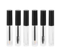 SOESFOUFU Set 6 Pezzi Flaconi Vuoti per Mascara Applicatore per Ciglia, Tubi Trasparenti Tappo Nero Opaco, Contenitori Ricaricabili da 3 Ml per Trucco e Beauty Case, per Ciglia Finte