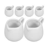SOESFOUFU Set 6 Pezzi Mini Salsiere in Ceramica Bianca da 50ml con Manico, Brocche per Salsa con Versamento Controllato per Casa e Colazione