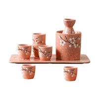 SOESFOUFU Set di Tazze e Bottiglia per Sake in Ceramica Rosa, Stile Giapponese Chic alla Moda, Sicuro da Usare, per Bar e Studio della Cultura del Sake