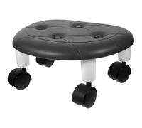 SOESFOUFU Sgabello Basso Rotelle Multifunzionale Piccolo in Plastica Nera, Sgabello Girevole 360° Portatile per Ingresso e Sotto Scrivania, Seduta Comoda per Adulti e Uso Quotidiano