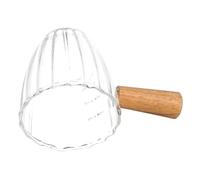SOESFOUFU Tazzina da Espresso in Vetro 90ml Manico in Legno | Latte Art e Casa, Design a Righe Verticali, Presa Comoda e Uso Quotidiano