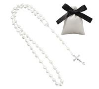 SOETDERT Rosario collana cattolica, rosario comunione con perle cattoliche, collana a croce in metallo argentato per uomini e donne, Metallo, Perla