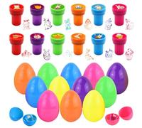 SOETDERT Timbri Uova di Pasqua, 12 Pezzi Set Timbri Coniglietto Pasquale per Bambini, Timbri Pasquali con Uovo di Pasqua Rimovibile Scatola Cieca Fai da Te per Regali di Pasqua Bambini Riempitivi Cest