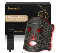 Soeumoir Maschera per il viso a LED - Maschera per terapia a luce rossa, 7 modalità di colore con vicino infrarosso 850 nm, luminosità regolabile e telecomando ricaricabile per il trattamento della