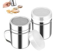SoeUyd 2 Pezzi Spargi Zucchero a Velo, Spargi Cacao in Polvere, Spargizucchero in Acciaio Inox con Coperchi, Spargi Zucchero a Velo e Cacao, per Cuocere e Cucinare, per il Ristorante di Famiglia