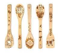 SoeUyd 5 Pezzi Divertente Harry Cucchiaio Legno Cucina, Mestoli Cucina Di Bambù,Accessori Per Cucina, Naturale Durevole, Di Qualità Ideale Come Regalo Di Natale Per La Famiglia E Gli Amici