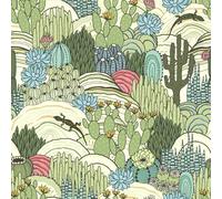 SOEWIOU Carta da parati con cactus verde, piante animali del deserto, cactus, lucertola e cactus, carta da parati floreale con pellicola adesiva da 44,5 × 300 cm, per camera da letto, soggiorno