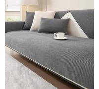 Sofa Cover Copridivano ciniglia-Antiscivolo copridivano Impermeabile, Copridivano Universale Quattro Stagioni,Copri Divano 1 2 3 4 posti con braccioli(Dark Grey,90 * 180cm)