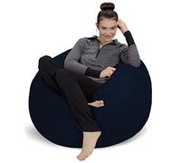 Sofa Sack Pouf in memory foam, 90 cm, misura media, con rivestimento in morbida microfibra, blu scuro