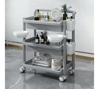 SOFACHEN Carrello beauty professionale con maniglie arrotondate e ruote 360°, postazione mobile per parrucchieri ed estetiste, carrello di stoccaggio per barbiere, spa(Gray)