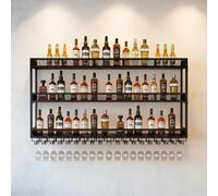 SOFACHEN Portabottiglie Da Parete, espositore da parete a 2 ripiani per vino, Scaffali da Cucina per Liquori per bar, ristorante, caffetteria e cucina, Arredamento Casa(Black,100 * 25 * 90cm)