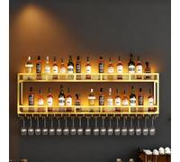 SOFACHEN Portabottiglie Da Parete, espositore da parete a 2 ripiani per vino, Scaffali da Cucina per Liquori per bar, ristorante, caffetteria e cucina, Arredamento Casa(Gold,120 * 25 * 54cm)