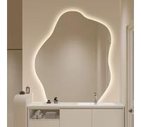 SOFACHEN Specchio Bagno Irregolare, Specchio da Parete LED con Antiappannamento, 3 Colori Luce (3000K/4000K/6500K) Dimmerabile, Regola la luminosità, Cotrollo Touch, Design moderno(80x100cm)