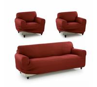 SOFAKOVER® copridivano super elastico, copridivano, dal design esclusivo, traspirante, confortevole e resistente, facile da montare. (Per 3 posti e due fodere per 1 posto) Colore arancione scuro