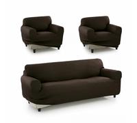 SOFAKOVER® copridivano super elastico, copridivano, dal design esclusivo, traspirante, confortevole e resistente, facile da montare. (Per 3 posti e due fodere per 1 posto) Colore Marrone