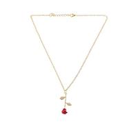 SOFEA Collana Bella e la Bestia Collane con Ciondolo Rosa Rossa riempita d'oro 3D per Gioielli da Donna