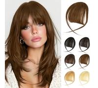 Sofeiyan Clip in Pony 100% capelli naturali Clip in Bangs con templi capelli umani Bangs Pony Extension Bangs con capelli naturali Remy per le donne,Marrone Scuro