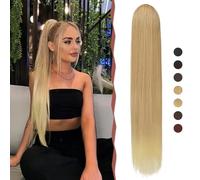 Sofeiyan Coda Capelli Extension con Coulisse Lunga Coda di Cavallo Capelli Dritti Posticci per Capelli Sintetici Ponytail Extension Coda Finta Capelli per Donna, 70cm Da Biondo Scuro a Biondo Chiaro
