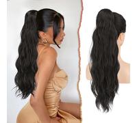 Sofeiyan Coda di Cavallo Extension, Capelli Sintetici Ondulati Ricci 56 cm per Donna, Marrone Nero