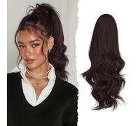 Sofeiyan Coda di Cavallo Lunga e Ondulata con Pinza, Estension Ponytail a Doppio Uso, 41 cm Naturale Sintetico Posticcio Fermaglio per Capelli Donna, Marrone Scuro & Marrone Rossiccio