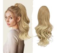 Sofeiyan Coda di Cavallo Lunga e Ondulata con Pinza, Estension Ponytail a Doppio Uso, 41 cm Naturale Sintetico Posticcio Fermaglio per Capelli Donna, Biondo Fragola con Punte Biondo Platino